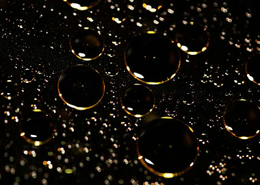 Oil bubbles on water macro