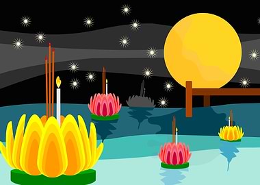 Vector of Loi Krathong
