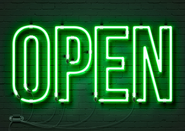 Open neon sign