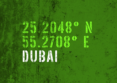 Dubai City Coordinates Art