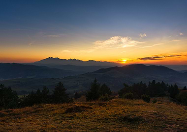 Gold sunset over Tatras
