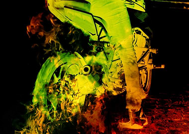 Motor Bike exhaust on fire