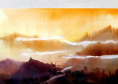 Sunset Cloudy Mountain is