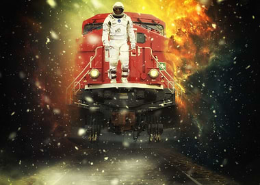astronout in train