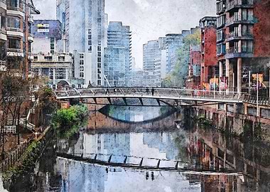 Manchester city watercolor