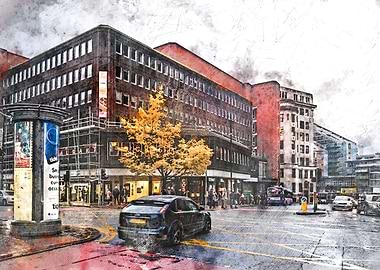 Manchester city watercolor