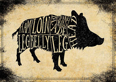 Boar butcher cuts art