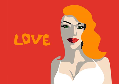 Red hair woman Pop art