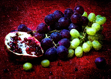 Grapes And A Pomegranate