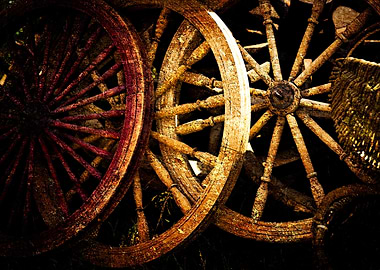 Spinning Wheels And Basket