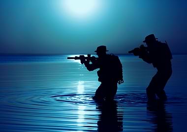 Army soldier with rifle