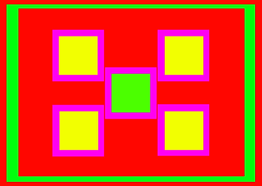 Five Squares on Red