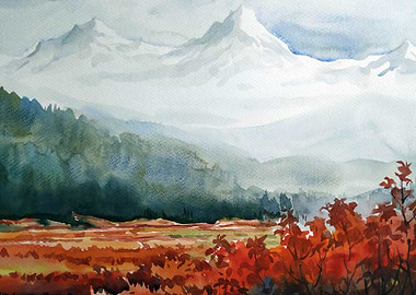 Flowers and Snow peaks