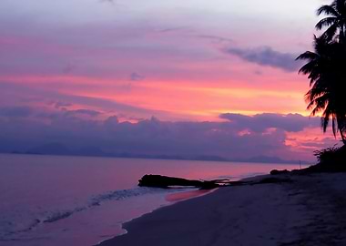 Pink island sunset