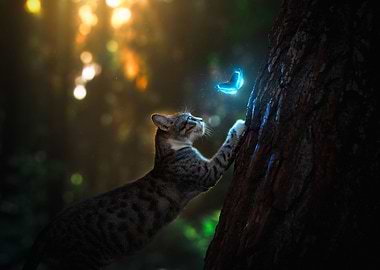 Cat and butterfly