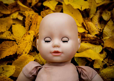 scary dark doll in yellow