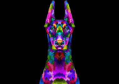 Colorful Dobberman Head