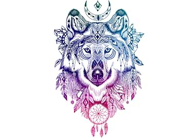 Watercolor Boho Wolf