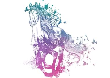 Watercolor Wild Horse