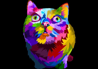 Colorful Geometric Cat
