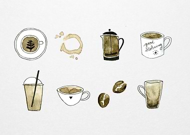Coffee Elements Watercolor