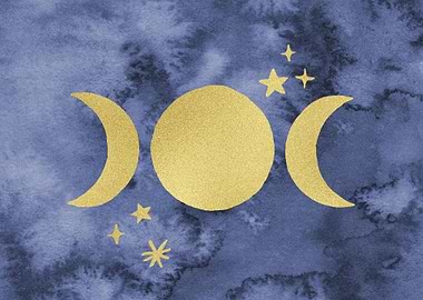 Gold Moon phase watercolor