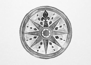 Watercolor Compass grey