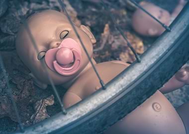 strange doll with pacifier