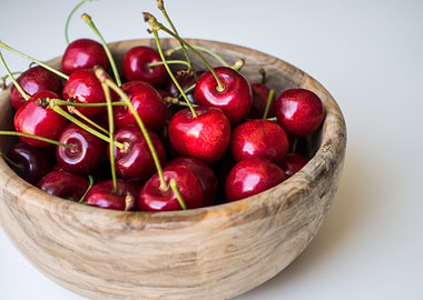 Cherrys In A Wood Bowl