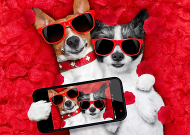 cute dogs love hearts sun