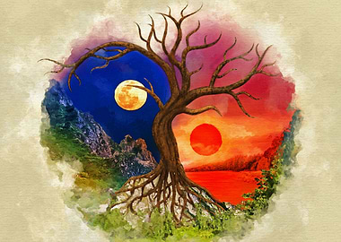 Yin Yang Tree Landscape
