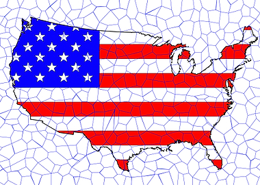 USA Flag Map Mosaic