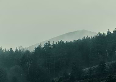 Dramatic fog mountain