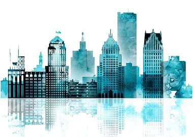 Detroit Michigan Skyline
