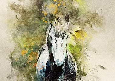 watercolor wild horse