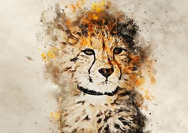 watercolor baby leopard