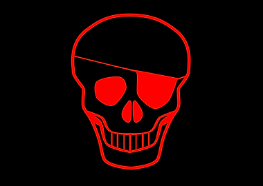 Red Skull With Eye Patch