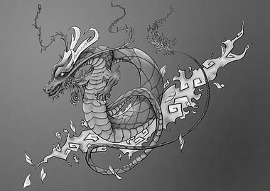 Grey Dragon Tattoo Art