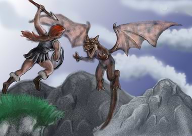 Valkyrie versus dragon