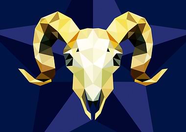 Gold Ram Skull