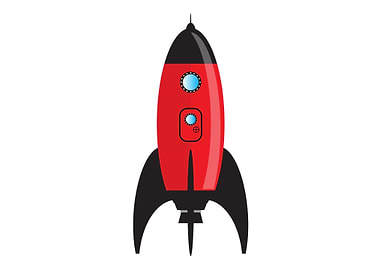 Red Cartoon Space Rocket