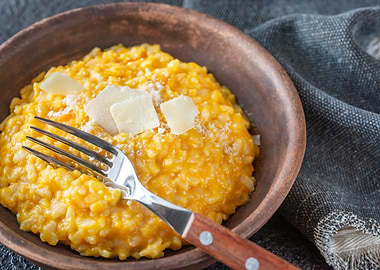 Portion of pumpkin risotto