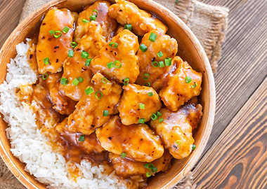 Bowl of orange chicken