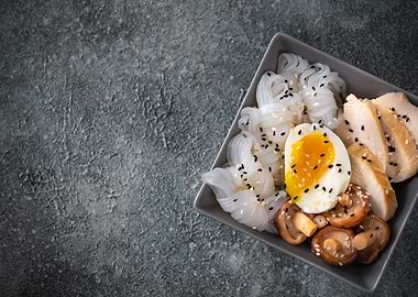 Asian food with konnyaku