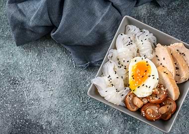 Asian food with konnyaku