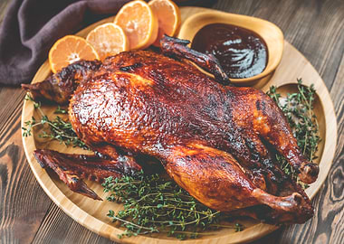 Baked duck with thyme