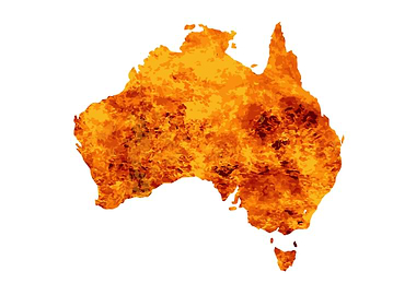 Australia Map With Flames