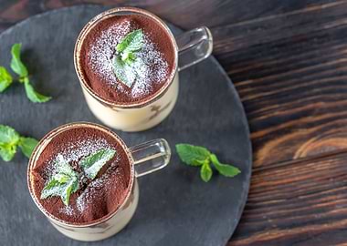 Two mugs of tiramisu