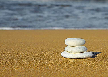 Stones Stacked on Beach