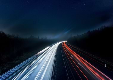 Light trails on highway